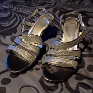 Shimmering Silver Strappy Heels